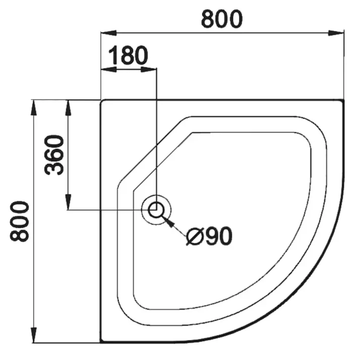Поддон для душа Triton ПД22 - схема с размерами